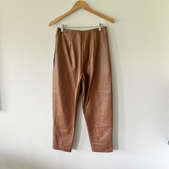 SELMACILEK Vegan Leather High Rise Pant & Crop Shirt Set in Brown - Picture 7 of 11